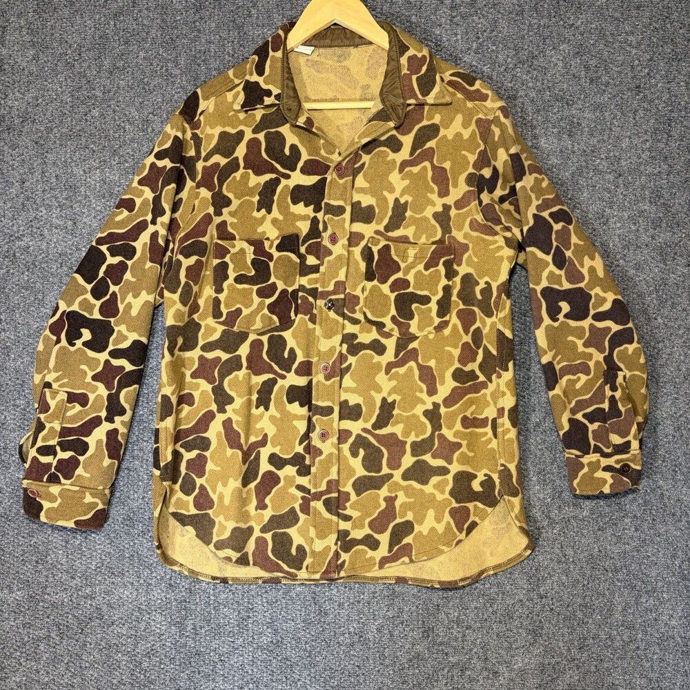 Woolrich? Hunting Shirt Jacket Duck Camouflage Wool Long Sleeve Vintage READ